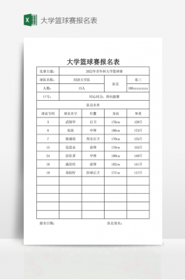 篮球参赛队员报名表 篮球赛队员报名表模板-第1张图片-马瑞范文网