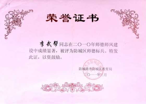 师德师风标兵证书模板,师德标兵证书图片 -第3张图片-马瑞范文网