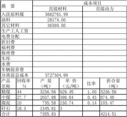 精煤成本核算表格模板_精煤成本计算公式-第3张图片-马瑞范文网