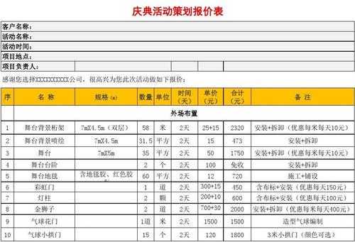 做活动策划价格模板_策划活动报价模板-第3张图片-马瑞范文网