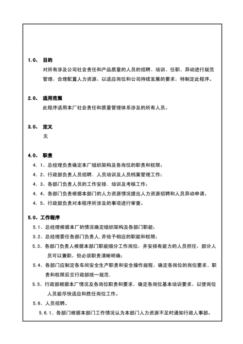 关于人事管理程序文件模板的信息-第1张图片-马瑞范文网