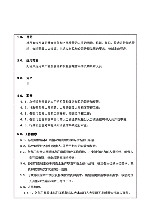 关于人事管理程序文件模板的信息-第2张图片-马瑞范文网