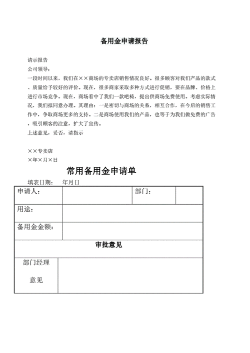 公司申请备用金模板,公司申请备用金说明怎么写 -第3张图片-马瑞范文网