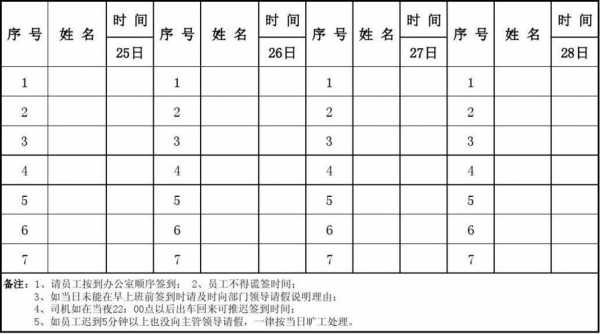 办公室签到签离表模板-第2张图片-马瑞范文网