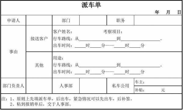 外出派车单模板,外出单怎么写 -第2张图片-马瑞范文网