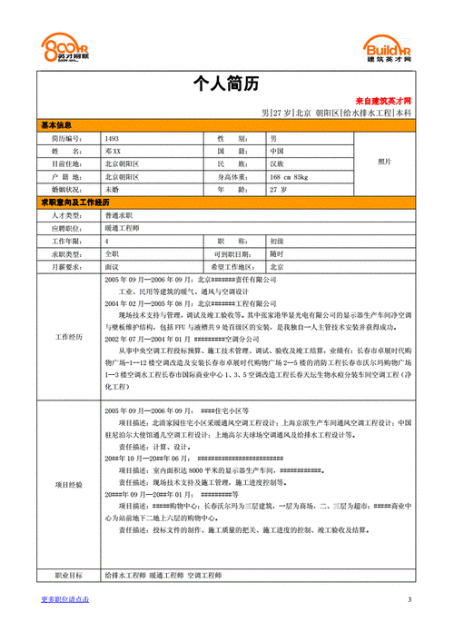 暖通简历工作经验-暖通简历模板-第1张图片-马瑞范文网