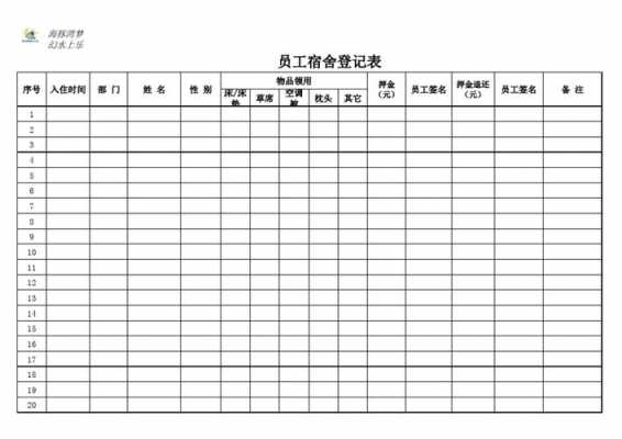 员工宿舍登记表格模板_员工宿舍住宿登记台账-第3张图片-马瑞范文网