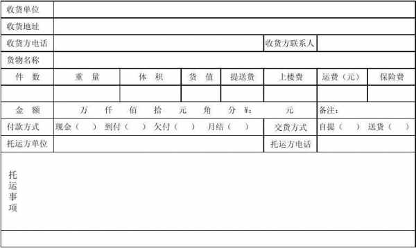 托运货单模板,托运单表格 -第2张图片-马瑞范文网