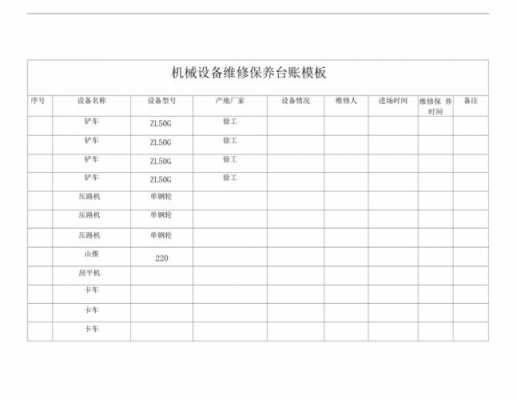 包含机械设备保养台账模板的词条-第1张图片-马瑞范文网