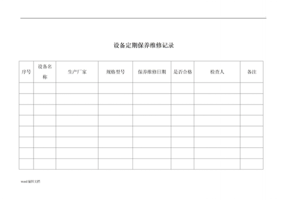 包含机械设备保养台账模板的词条-第2张图片-马瑞范文网