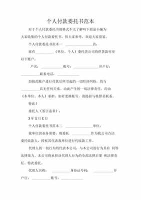 个人付款的委托书模板（个人付款委托书怎么写范文）-第1张图片-马瑞范文网