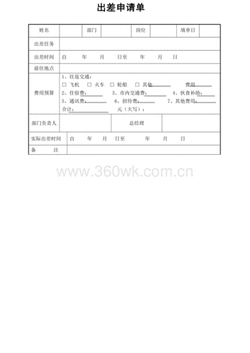 出差申请报告模板下载,出差申请内容 -第3张图片-马瑞范文网