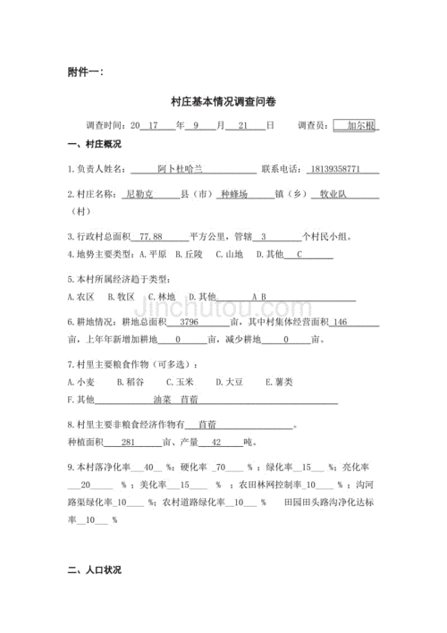 村情况调查模板-第3张图片-马瑞范文网