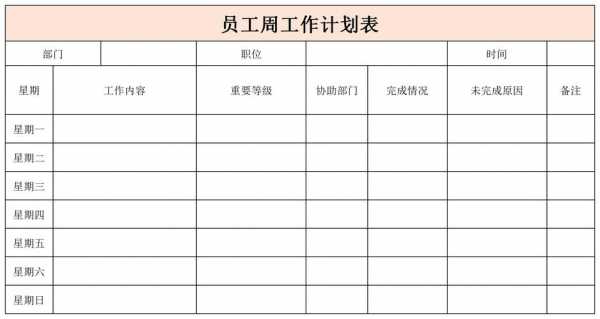  公司周计划模板「公司员工周计划」-第2张图片-马瑞范文网