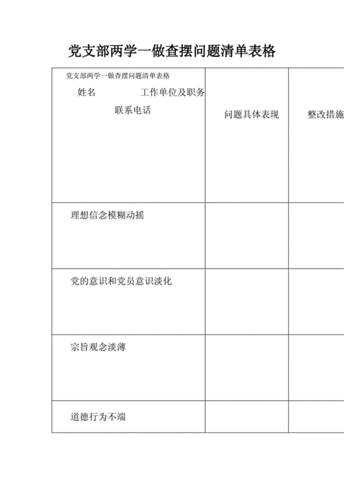 查摆内容 查摆材料模板-第2张图片-马瑞范文网