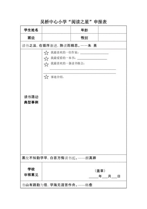 读书之星申报表模板（读书之星申报表怎么写）-第3张图片-马瑞范文网