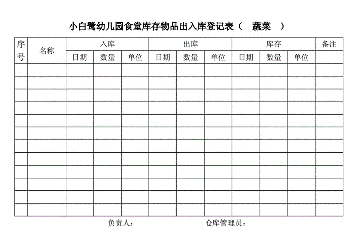 幼儿园出入库单模板_幼儿园出入库表格模板-第3张图片-马瑞范文网