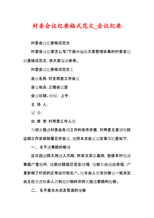 村级会议纪要经典范文 村里面德会议纪要模板-第3张图片-马瑞范文网