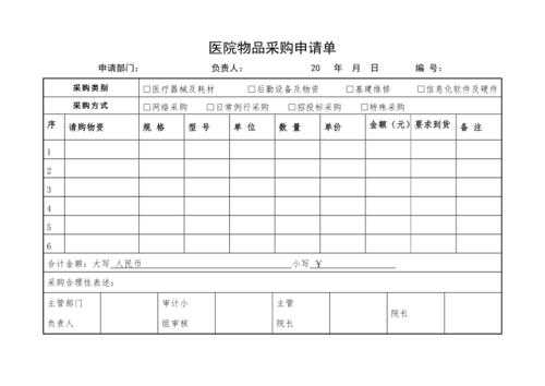 医院物资采购申请单 医院采购申请单模板-第1张图片-马瑞范文网