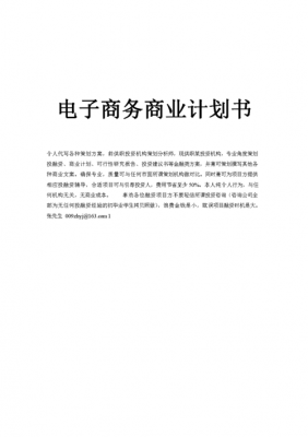 电子商业计划书完整 电子商务商业计划书模板-第2张图片-马瑞范文网