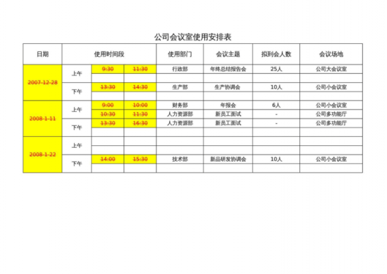 会议室排班表模板下载-会议室排班表模板-第3张图片-马瑞范文网