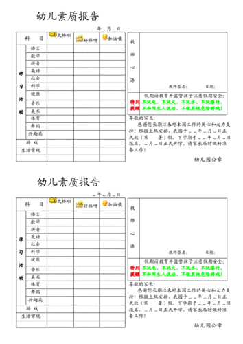  幼儿素质报告书模板「幼儿素质报告书怎么写」-第3张图片-马瑞范文网