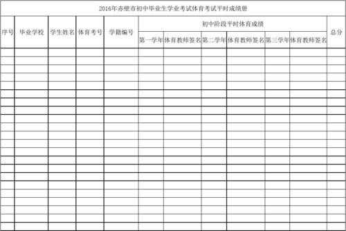  体育考试成绩册模板「体育考试成绩表」-第2张图片-马瑞范文网