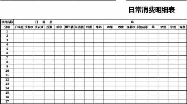 日常消费明细-日消费记录模板-第2张图片-马瑞范文网