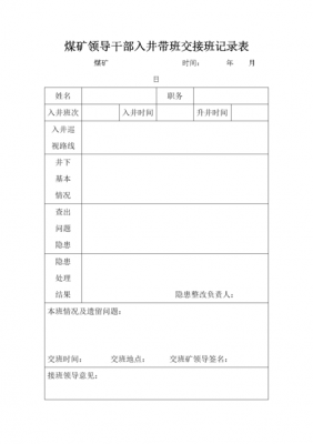 煤矿交接单模板,煤矿交接班记录表范本 -第1张图片-马瑞范文网