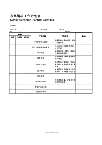  市场调研计划表模板「市场调研计划主要内容」-第1张图片-马瑞范文网