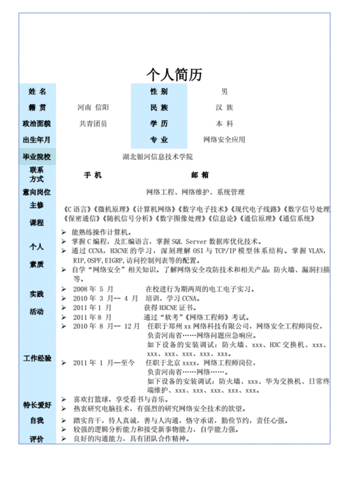 网络专业个人简历自我评价-网络专业服务简历模板-第3张图片-马瑞范文网