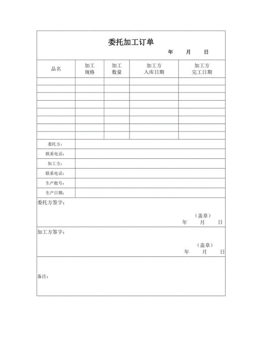 委托加工单格式-委托生产加工单模板-第1张图片-马瑞范文网