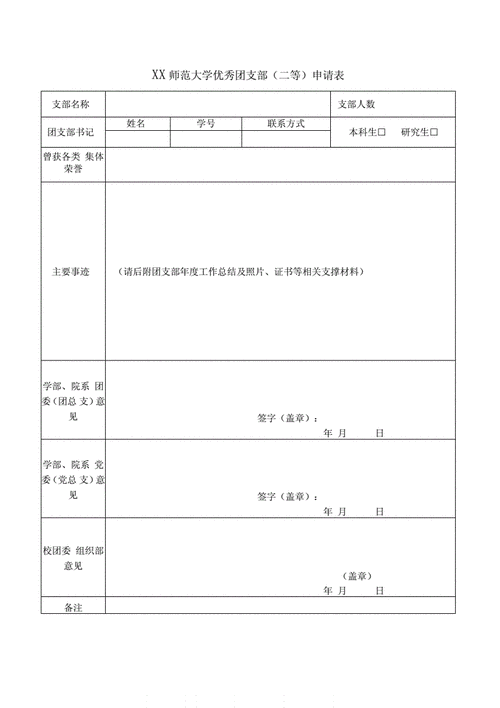 优秀团支部申请表模板下载-优秀团支部申请表模板-第2张图片-马瑞范文网