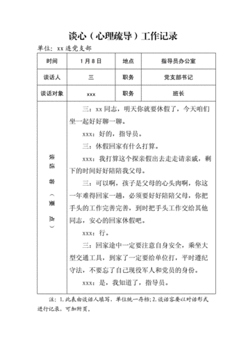 部队谈心谈话记录模板图片-部队谈心谈话记录模板-第1张图片-马瑞范文网