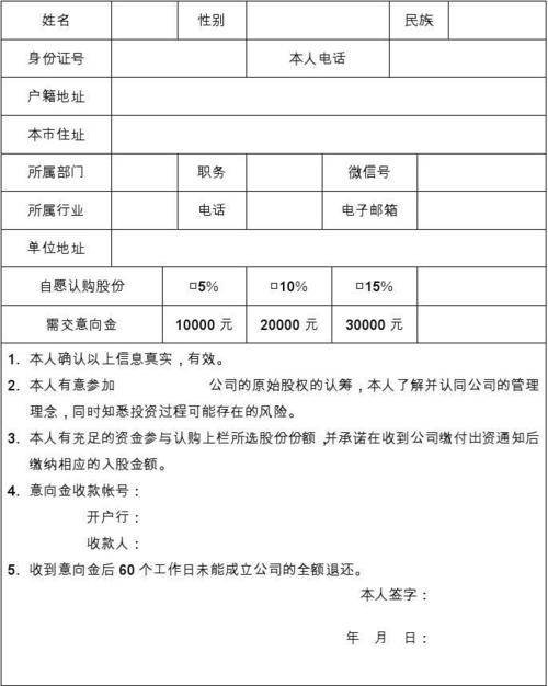 认购意向函模板（认购意向表）-第1张图片-马瑞范文网