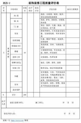 装修工程质量评定表 家装质量评分表模板-第1张图片-马瑞范文网