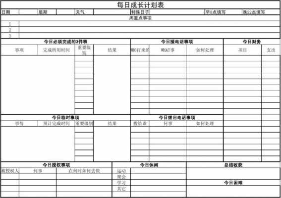 日总结与计划表格模板-第1张图片-马瑞范文网