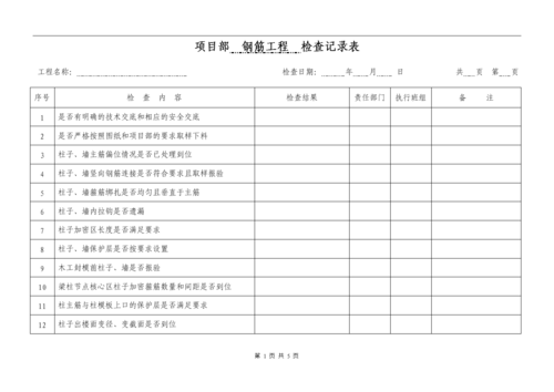 钢筋检查表-第1张图片-马瑞范文网