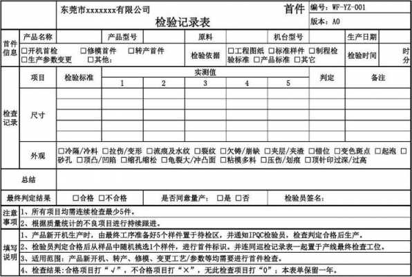 冲压件首件检验记录 冲压件首件检验模板-第3张图片-马瑞范文网