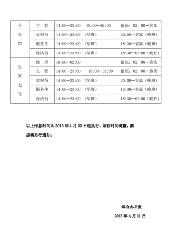 酒店时间表模板（酒店时间管理）-第2张图片-马瑞范文网