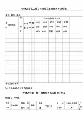 机器设备维护计划表-机器维修计划表格模板-第2张图片-马瑞范文网