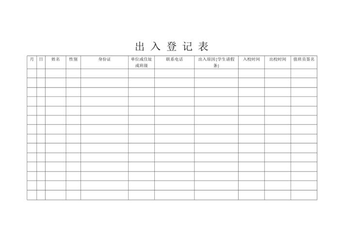 出入登记册 出入登记表模板三联-第2张图片-马瑞范文网