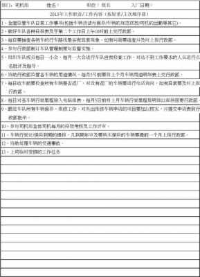 司机岗位表格模板,司机岗位职责及任职要求 -第1张图片-马瑞范文网