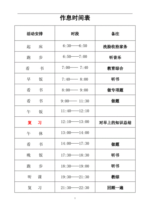 工作作息时间表模板,工作作息表怎么制作 -第3张图片-马瑞范文网