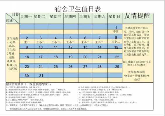 员工宿舍卫生值日表模板怎么写 员工宿舍卫生值日表模板-第2张图片-马瑞范文网