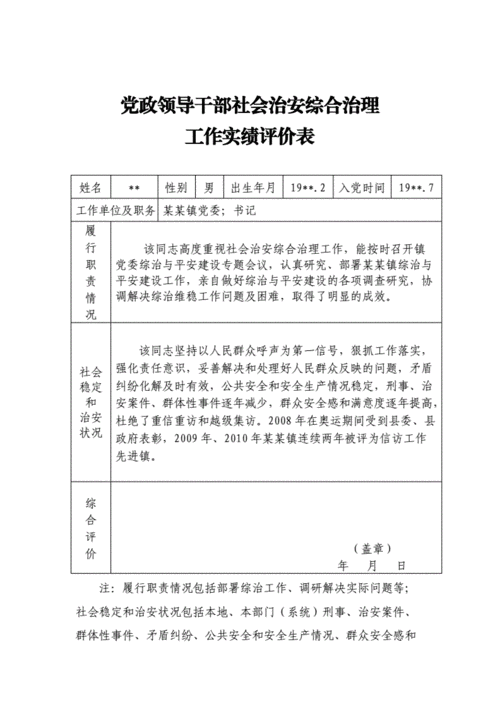 镇干部测评表模板,乡镇领导干部考核评语 -第2张图片-马瑞范文网