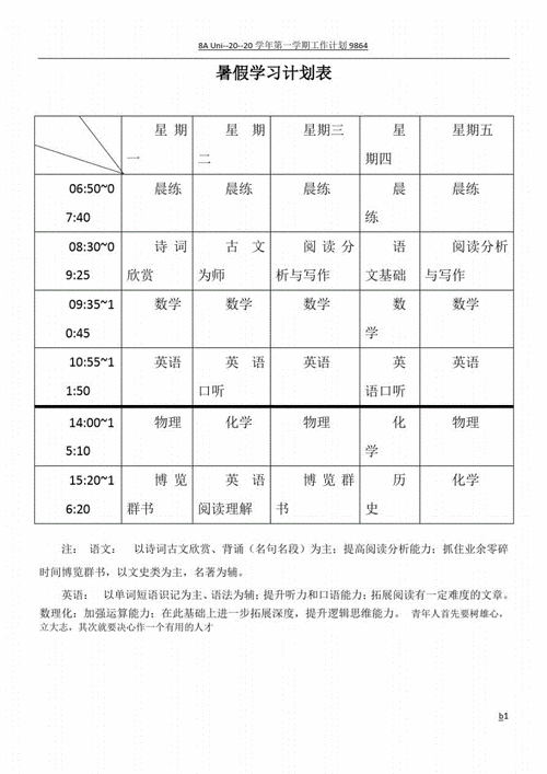 初中生假期安排计划表ex cel表 初中假期计划表格模板-第2张图片-马瑞范文网