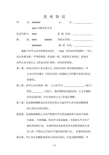 职业竞业协议模板_竞业协议简洁版本免费-第1张图片-马瑞范文网