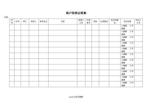 商户问题记录表格模板怎么做-第1张图片-马瑞范文网