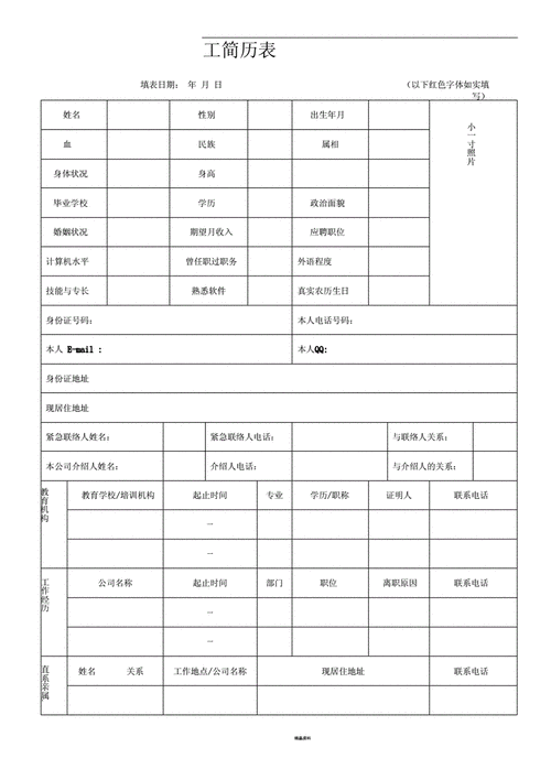 员工入职简历表模板（员工入职简历怎么写）-第1张图片-马瑞范文网